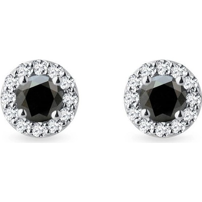 Klenota halo s černými diamanty v bílém zlatě k0281142