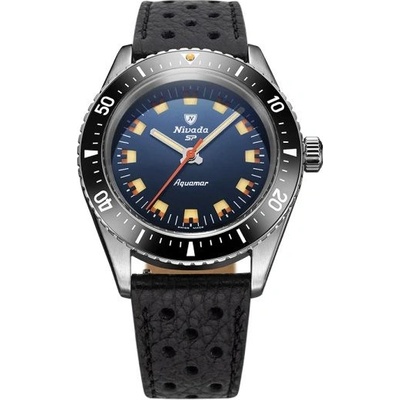 Nivada Grenchen Aquamar Blue - Black Racing strap