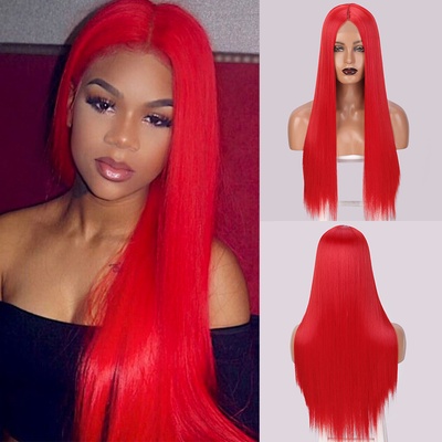 Dlhá ohnivočervená parochňa Elvira so sieťkou