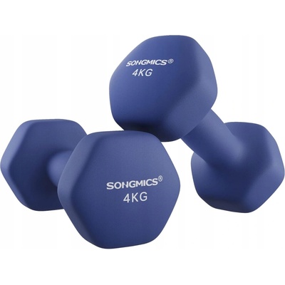 Songmics Potažené pogumované činky s pevnou váhou 2 x 4 kg