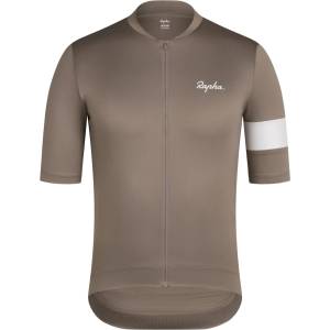 Rapha Мъжка фланелка с къс ръкав за колоездене Rapha Core Jersey Cycling jersey - Dark Tan / White - размер M (056-3756-1812)