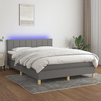 Petrashop 3133710 boxspring postel s matrací a LED tmavě šedá textil