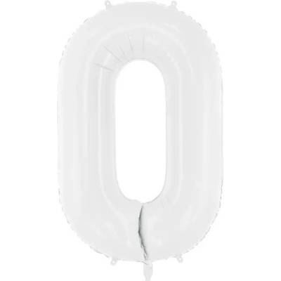 Party Deco Фолиев Балон Цифра, Бяло, 86см - 0 (fb130-0-008)