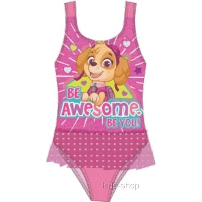 Setino - Dívčí / dětské jednodílné plavky Tlapková patrola Paw Patrol - tm. růžové Skye