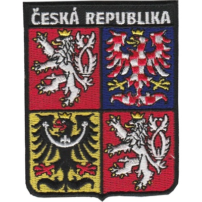 Nášivka štátny znak Českej republiky 6x7,5 cm - farebná-čierna