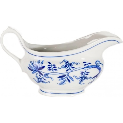 cibulákový porcelán Dubí Cibulák omáčník oválný bez podstavce s uchem 0,05 l originální cibulový vzor 10096
