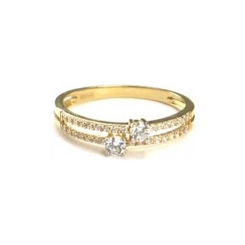 Pattic prsteň zo žltého zlata a zirkónmi ARP022501