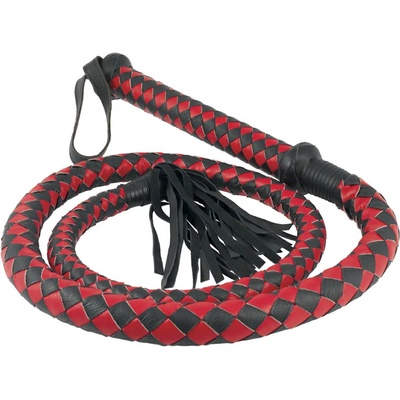 Rimba Дълъг арабски кожен камшик в червено и черно