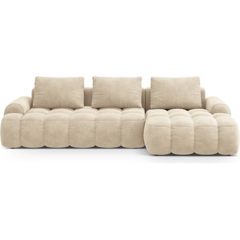 Cosmopolitan Design Бежов кадифен сгъваем/с място за съхранение ъглов диван (десен ъгъл) Linz - Cosmopolitan Design (COS_RCF_120_F1_LINZ1)