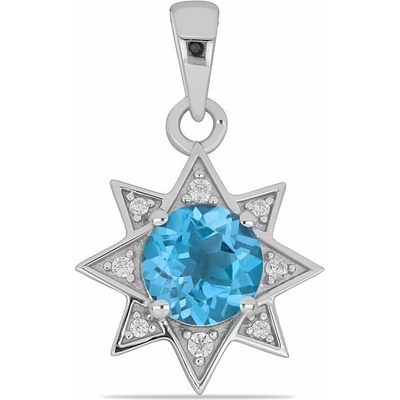 Nefertitis Přívěsek stříbrný s broušeným Swiss Blue topazem a zirkony 023185 SBT NF45218