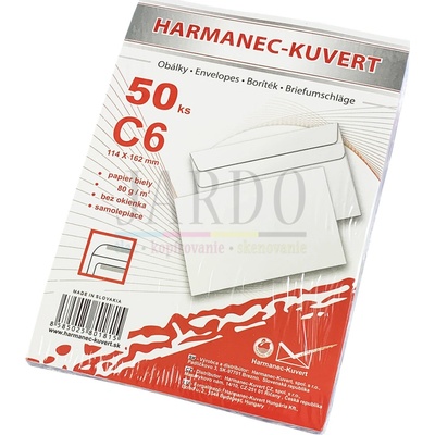 Harmanec-Kuvert Poštové obálky C6 samolepiace, 50 ks