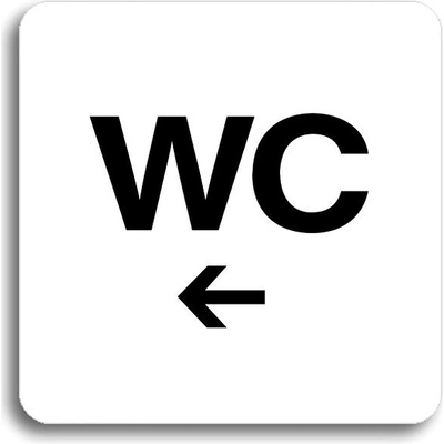 Accept Piktogram " WC vľavo" (80 × 80 mm) (biela tabuľka - čierna tlač bez rámčeka)
