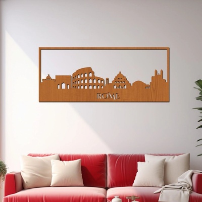 Dřevěná dekorace na zeď ŘÍM Rozměry (cm): 40x11, Zvolte barvu dekoru: Třešeň