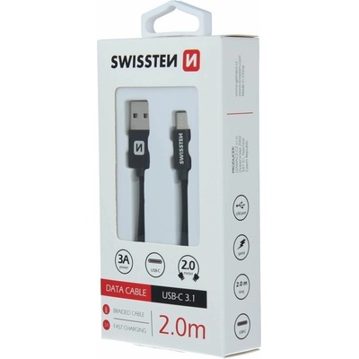 Swissten 71521301 datový USB - USB-C, 2m, černý