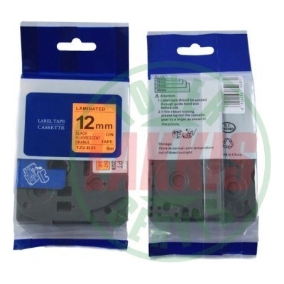 Lakkis BROTHER TZE-B31 12 mm signální oranžová černý tisk - kompatibilní