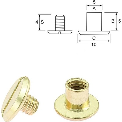 Pro Háčkování Nýt šroubovací 5 mm, Ø 5 mm zlatý Počet: 1 ks – Zbozi.Blesk.cz