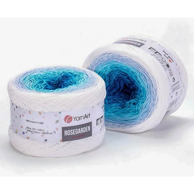 Pletací příze YarnArt ROSEGARDEN 305 tyrkysovo-modro-bílá, melírovaná (duhová), efektní, 250g/1000m