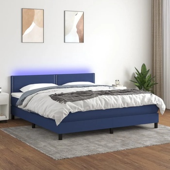 vidaXL Боксспринг легло с матрак и LED, синьо, 180x200 см, плат (3133099)
