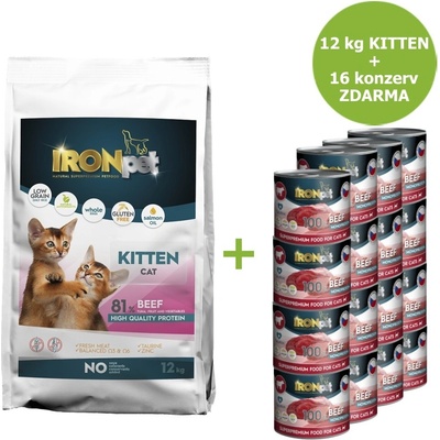 IRONpet Cat Kitten Beef 12 kg