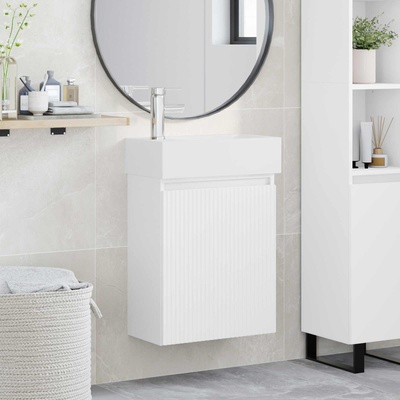vidaXL Мивка за баня със смесител Бяло 45, 5 x 22, 5 x 84 см (889441)