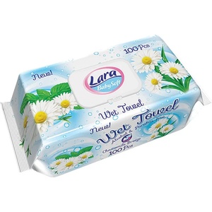 Lara Мокри кърпи с капак Lara Baby Soft - Лайка, 100 броя (54085) - ozone