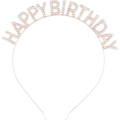 Dortisimo Nejedlá dekorace kovová Čelenka růžovo-zlatá Happy Birthday