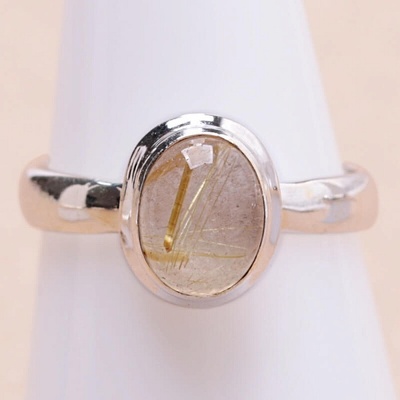 Nefertitis Sagenit křišťál s rutilem prsten stříbro 69679