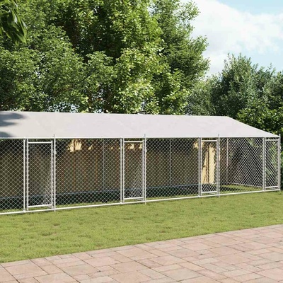 vidaXL Klec pro psy se střechou a dvířky 1200 x 200 x 200 cm pozinkovaná ocel šedá 9799.3209567
