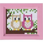 Pixelhobby Креативен комплект с рамка и пиксели Pixelhobby - Двойка бухалчета, 500 части (12004)