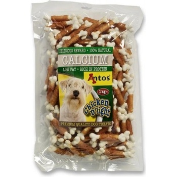 Antos Chicken D'light Calcium -Кучешко лакомство кокалчета обвити с пилешко месо и калций, 1 кг