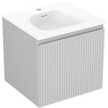 Mexen Rivel шкаф за баня 50 см с мивка Vela, 1 чекмедже, оребрена, сив мат/бял мат (91A20-05047-1-BF62-W23M01)