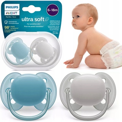 Avent Philips šidítko Ultrasoft Premium 2 ks sivá/modrá
