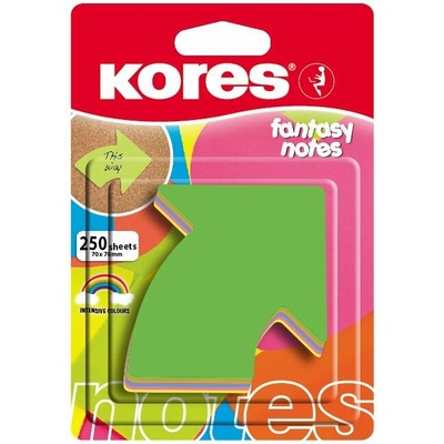Kores Neónové bločky 70x70mm tvar šípky / 250 lístkov, mix 5 farieb (48704)
