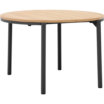 Dubový rozkládací jídelní stůl Kave Home Montuiri 120-200 x 120 cm s černou podnoží