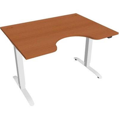 Hobis Office Pro psací stůl Motion MS ERGO 2 Šířka: 120 cm, Barva desky: třešeň, Barva kovu: bílá RAL 9016 Šířka 120-180 cm / 27 barevných variant