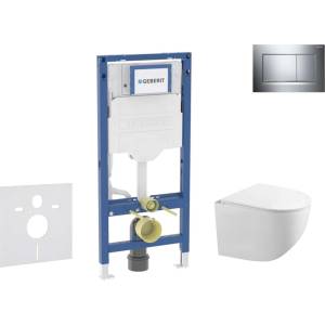 Geberit Duofix - Комплект за монтаж пред стена, тоалетна „Gaia и седалка със система „softclose, бутон „Sigma20, хром/мат хром SANI11CA1127B (SANI11CA1127B)