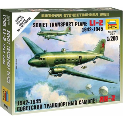 Zvezda Wargames WWII LI2 Soviet Transport Plane Model Set lietadla 1:200 16 dielov