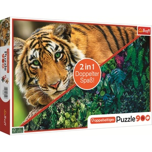 Trefl Двустранен пъзел Trefl от 900 части - Тигър и Джунгла (93250)
