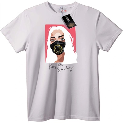 NOONEBRAND Тениска Усмихната Маска - L, White