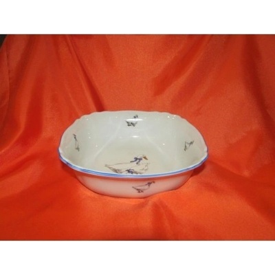 Český porcelán Dubí Mísa čtyřhranná italská U666 husy 18 cm