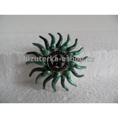 Bizuterka-eshop.cz brož s kamínky zeleno černá BZ-04222