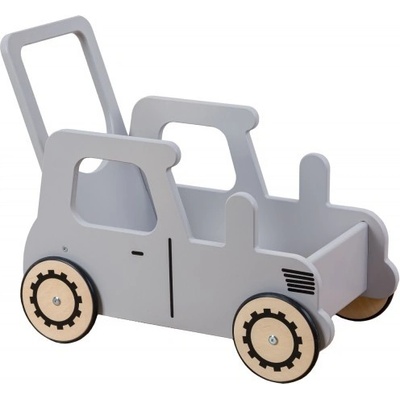 Baby raj Dřevěné chodítko Traktor šedý