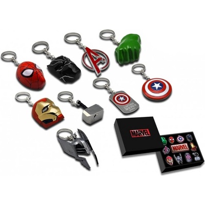 Přívěsek na klíče EUROSWAN Kovové Marvel Avengers dárková sada 11 ks