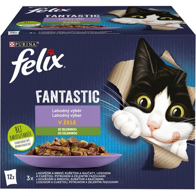 Felix Fantastic hovädzina kura losos pstruh so zeleninou v želé 12 x 85 g