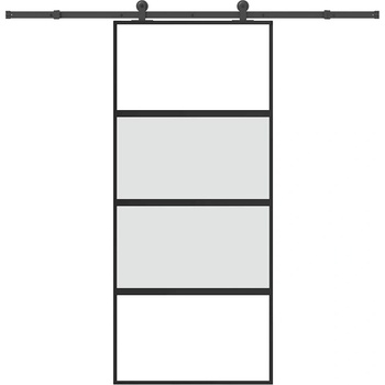 vidaXL Плъзгаща се врата с обков 90x205 см Закалено стъкло&Алуминий (3332999)