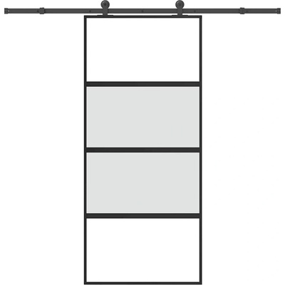 vidaXL Плъзгаща се врата с обков 90x205 см Закалено стъкло&Алуминий (3332999)