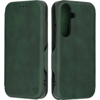 Techsuit Кожен Калъф за Samsung S24 Plus, Tech-Protect Techsuit Safe Book Case, Зелен (5949419078277)