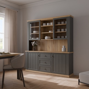 Forte Висок бюфет thirteen 183.8 см, дъб Маувела/сиво (pntr731-q243)