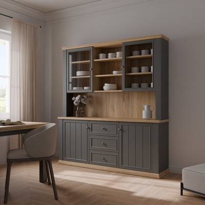 Forte Висок бюфет thirteen 183.8 см, дъб Маувела/сиво (pntr731-q243)