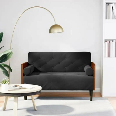 vidaXL Pohovka Loveseat s podhlavníkem, černá, 110 cm, samet 11461.4100603
